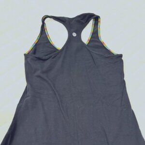 Size 4 Black Lululemon Racerback Tank with Colorful Stitching